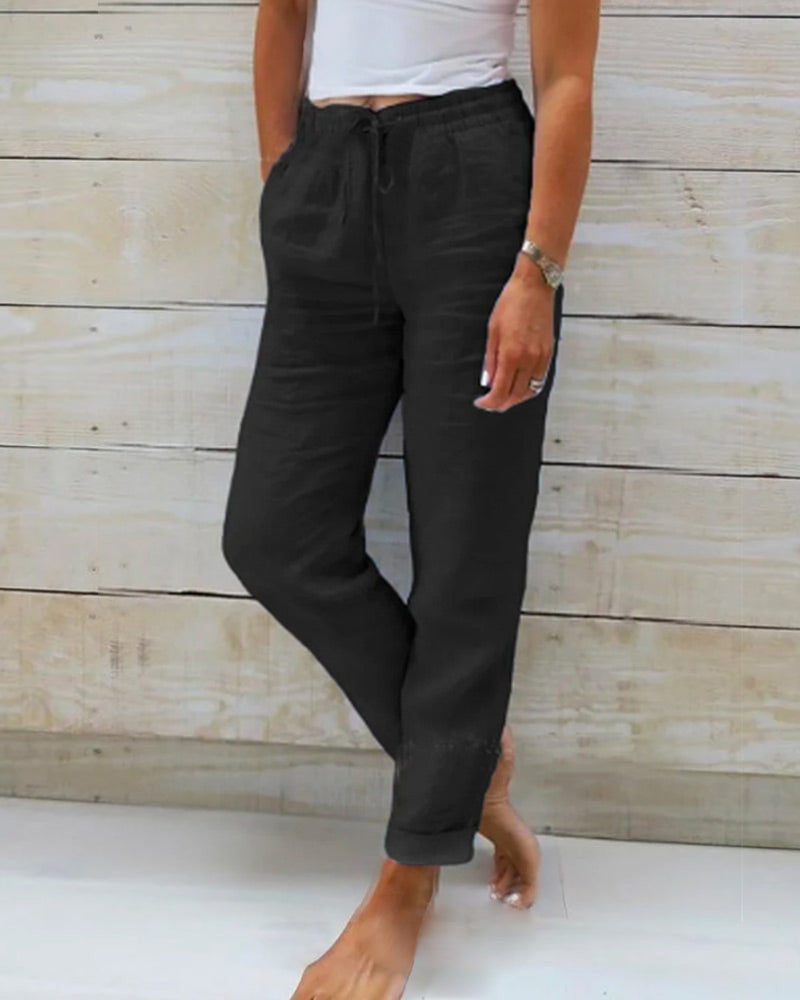 Allison - Luxe Cotton-Linen Tailored Trousers