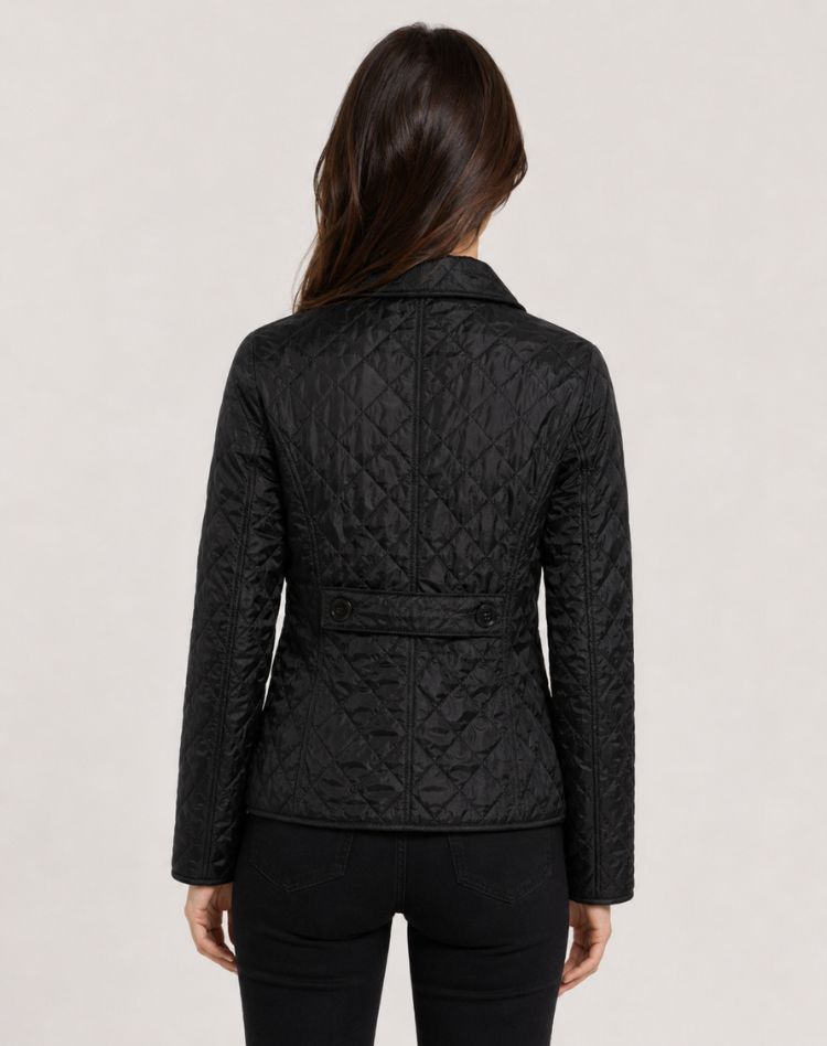 Women's Elegant Quilted Transitional Jacket with Button Collar