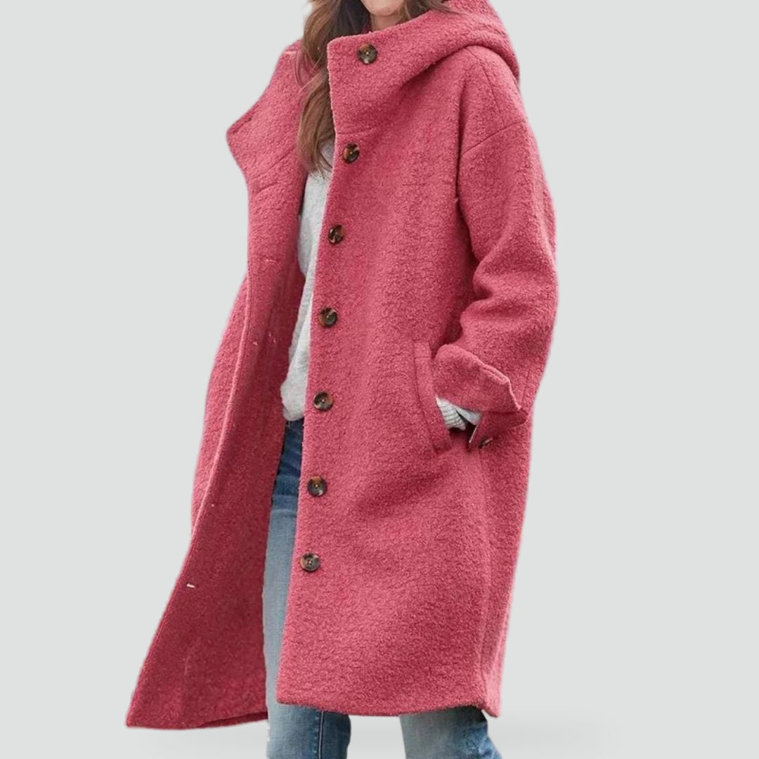 Women's Hooded Coat with Buttons