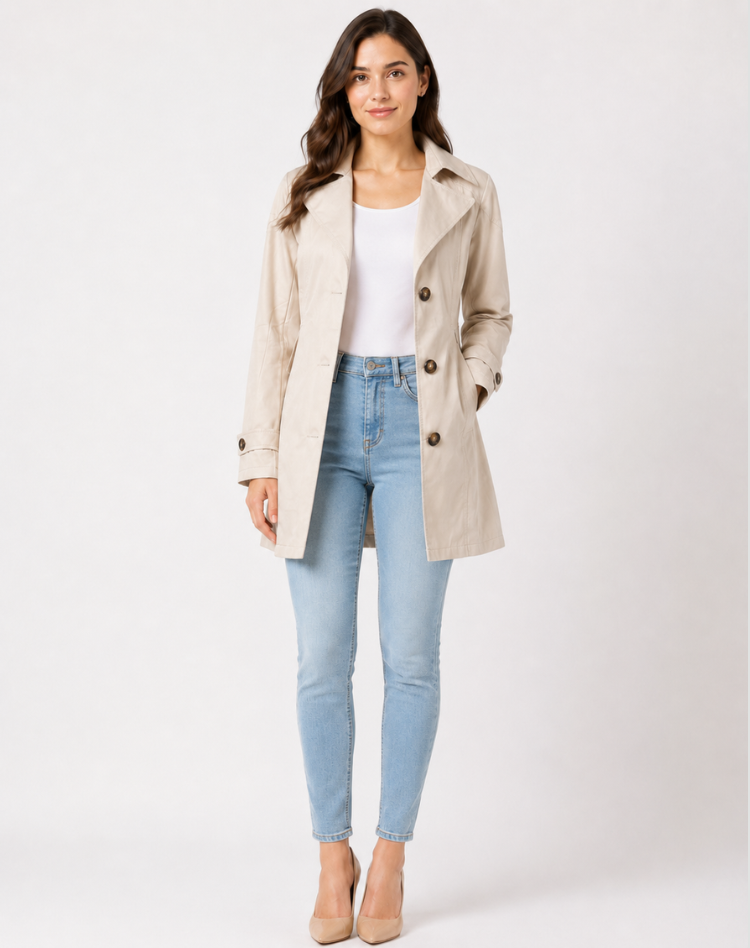 Women's Elegant Classic Short Trench Coat