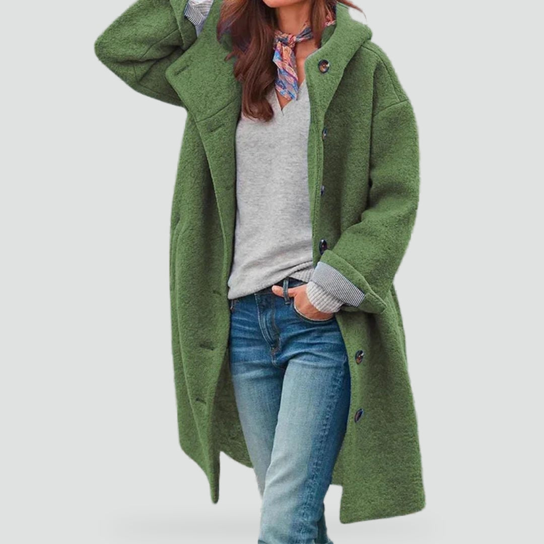 Women's Hooded Coat with Buttons
