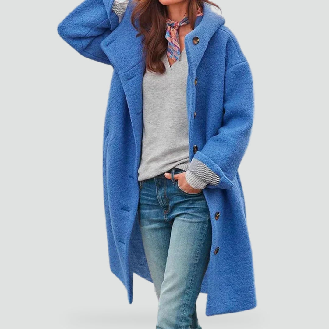 Women's Hooded Coat with Buttons